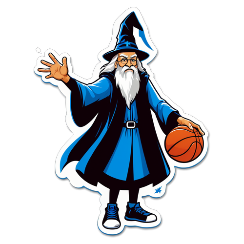 Sticker ng Wizard na Nagtatapon ng Basketball