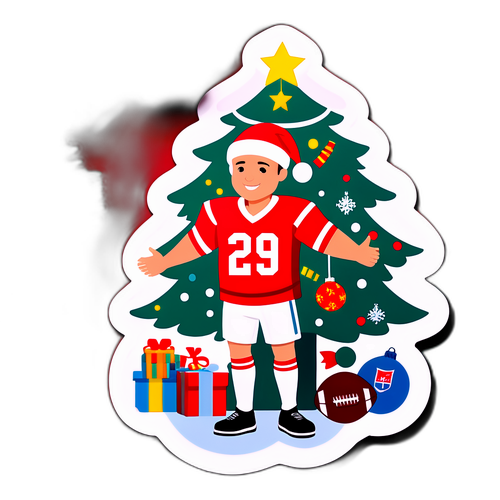 Sticker ya Likizo ya Kichogozi cha Krismasi na Soka