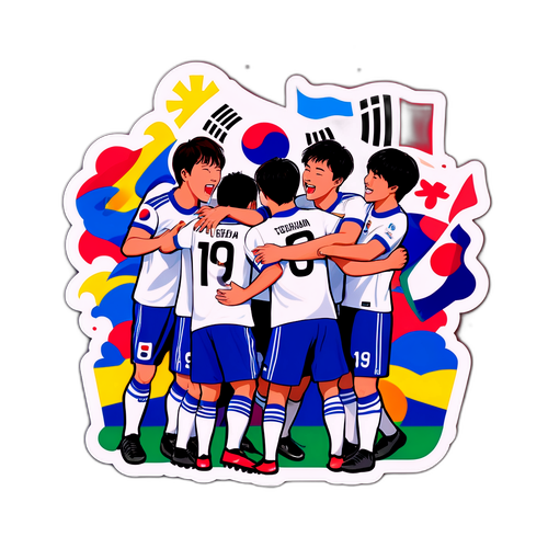 Vierende Zuid-Koreaanse U-20 Voetbalteam Sticker