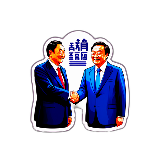 新任中央企业主席与任正非亲切握手，展现商界领袖的友好合作