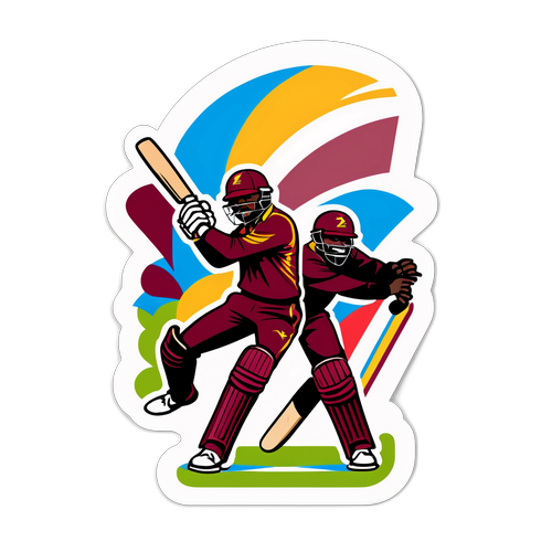 Pemandangan Kriket: Pemain West Indies dan New Zealand