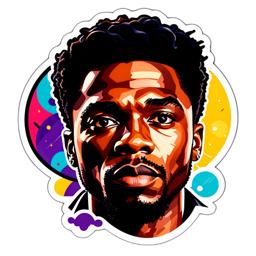 Sticker Chadwick Boseman z potężną cytatową chmurką
