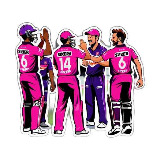 सिडनी सिक्सर्स बनाम होबार्ट हरिकेंस टीमवर्क स्टिकर