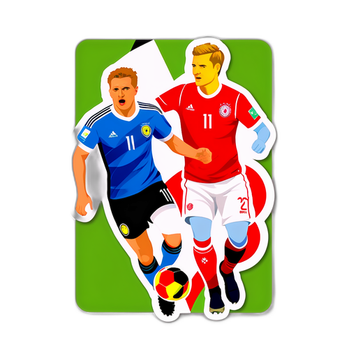 유럽 축구 팬을 위한 스코틀랜드 vs 덴마크 경기 하이라이트 스티커 디자인
