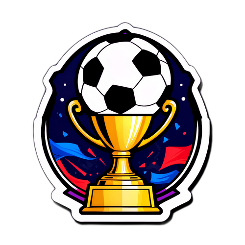 Sticker Giải Cúp C2 với Bóng Đá và Cúp