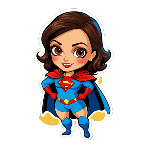 Sticker amuzant cu Gabriela Spanic ca supereroină