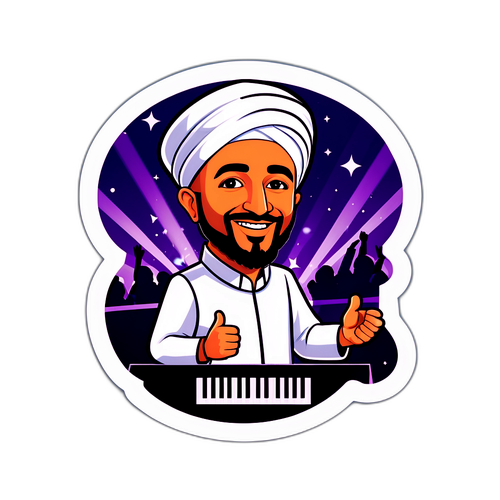 Gelukkige muzikant op het podium