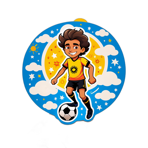 Adesivo Giocoso di Fabio Silva con Palla da Calcio