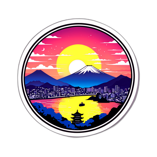 ロマンチックな長崎の夜景デザインステッカー