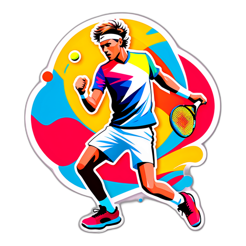 Ilustrasi Bergaya Pemain Tenis Jannik Sinner
