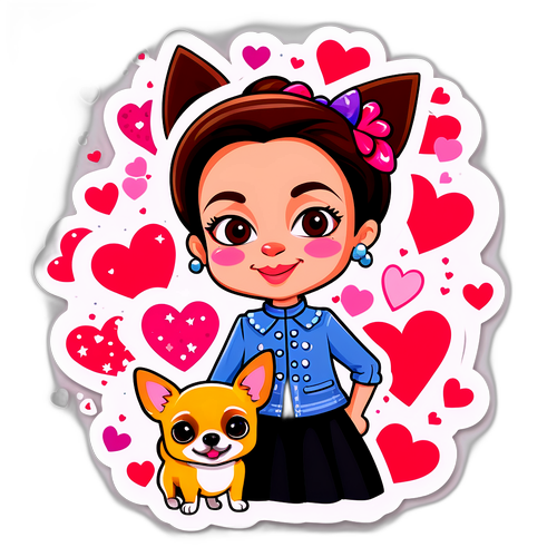 Autocollant amusant de Giulia Sarkozy avec un chihuahua mignon