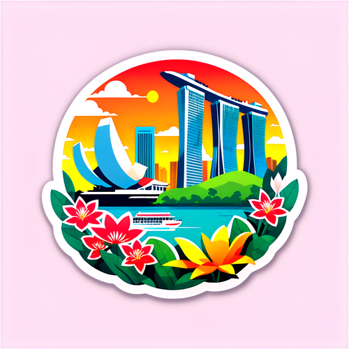 Sticker mit Singapurs Wahrzeichen