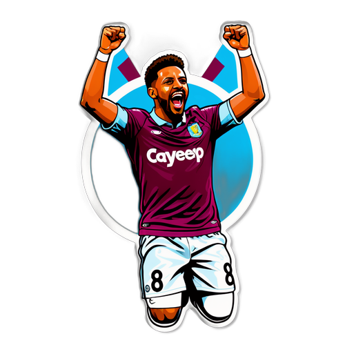 מדבקת שחקן אסטון וילה חוגג שער