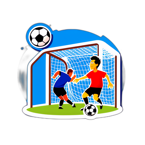 Humorvolle Darstellung eines Fußballspiels