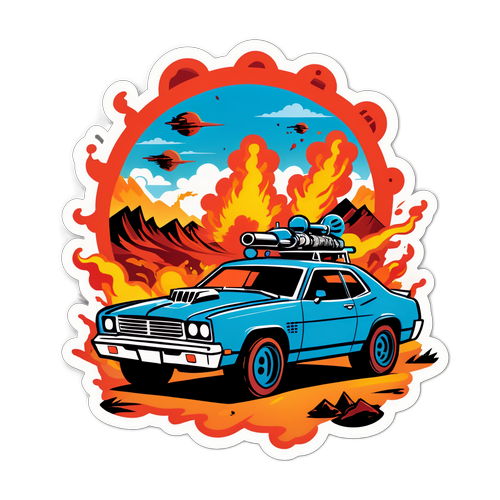 Sticker cu Mașină în Peisaj Post-Apocaliptic