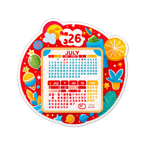 Stiker Kalendari Bulan Juli 2025