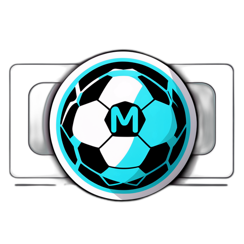 Autocolant cu inițialele 'M' și o minge de fotbal