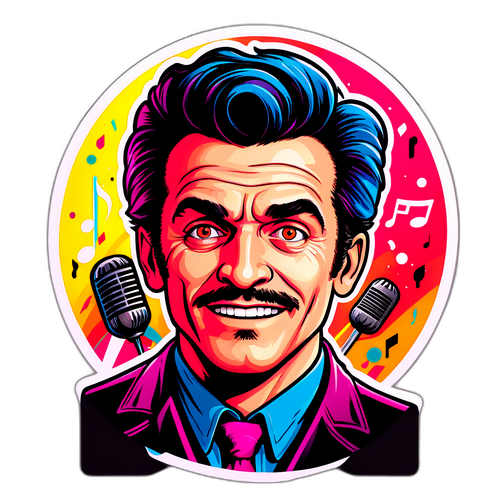 Diseño vibrante de Martin Bossi como personaje de cómic