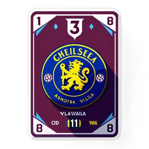 Diseño de ficha de Chelsea y Aston Villa en formato de juego de cartas