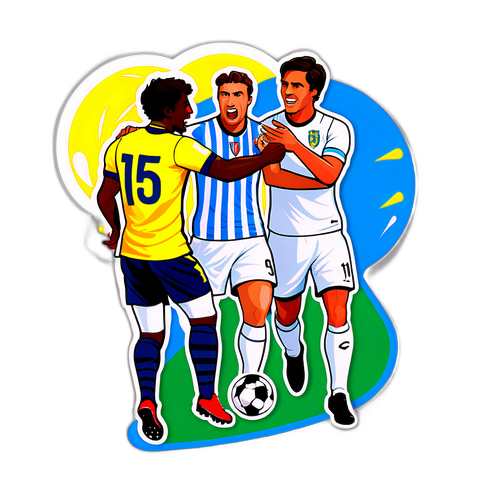 Стікер, що зображає гру Верона - Піза з емоційними елементами вболівальників та футболістів