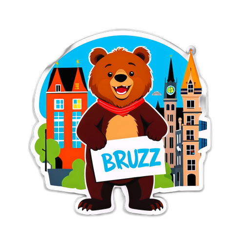 Vrolijke Bruine Beer met Banner 'BRUZZ'