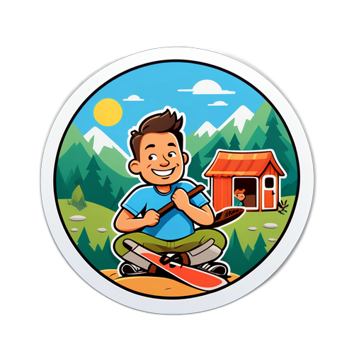 Humoristisk klistremerke av Petter Uteligger