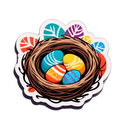 カラフルな卵の巣のデザイン