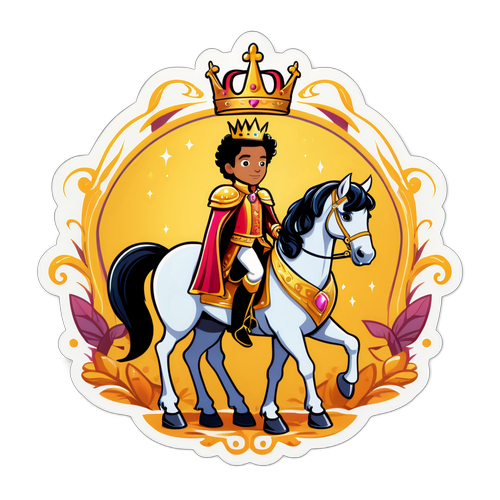 Ilustrace krásného prince s koněm