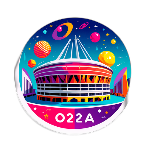 O2 Arena s hravým grafickým designem a barevnou atmosférou