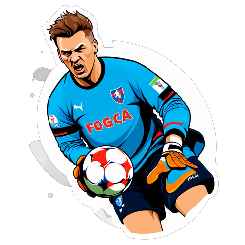 Nálepka s brankářem FC Viktoria Plzeň v akci