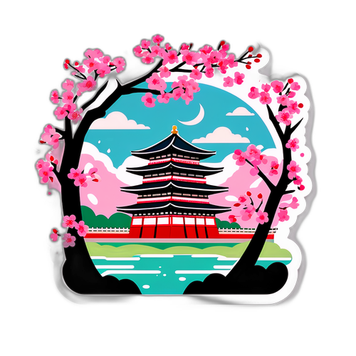 春の桜風景ステッカー