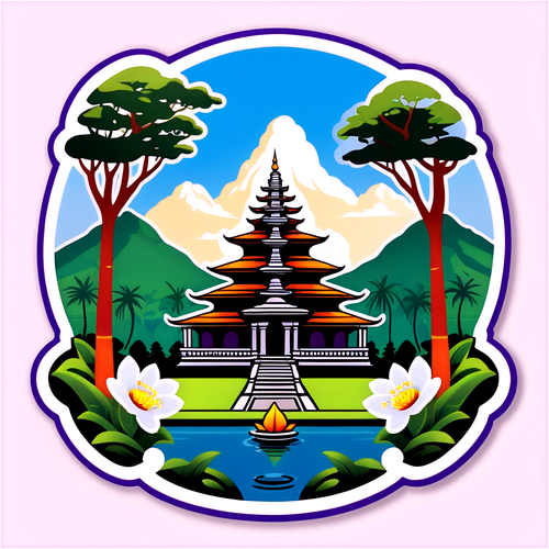 Speelse sticker met traditionele Sri Lankaanse elementen