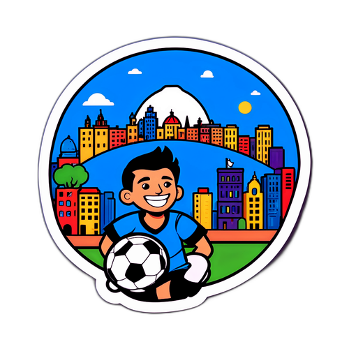 Rolig Napoli-tema klistermärke med fotbollsspelare