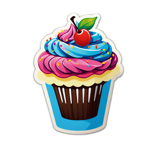 Irresistible Cupcake Delight: A Sweet Sticker That Will Brighten Your Day!