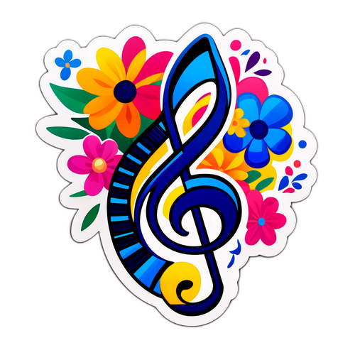 Μουσική Νότα με Λουλούδια