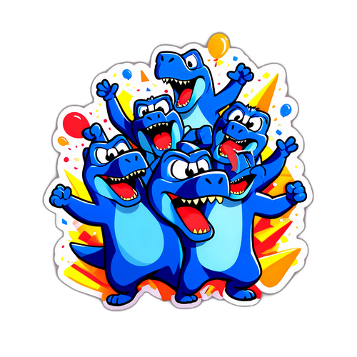 Sticker ng Papel Rex Team na Nagdiriwang ng Tagumpay