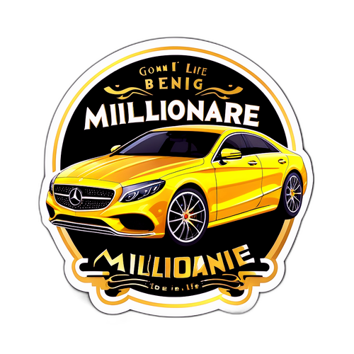 Lyxig bil med inskrift om livets goda