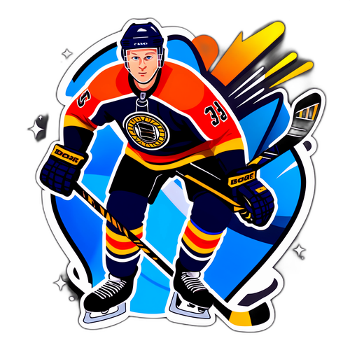 Jesper Boqvist i en dynamisk pose med hockeyutrustning