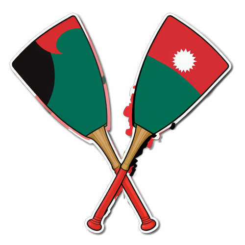 Semangat Pertandingan! Lihat Sticker Menarik Bendera Bangladesh dan Afghanistan Bersilang di Pangkalan Kriket!