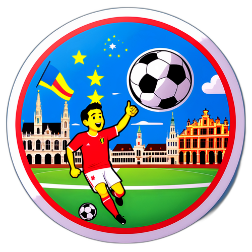 Iconisch Brusselse plein met voetbal