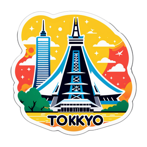 東京ビッグサイトの特徴的な外観を描いたイラスト