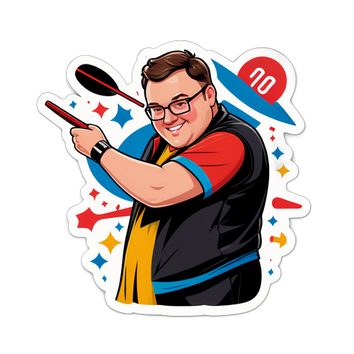 Aufkleber von Stephen Bunting mit Wurfbewegung