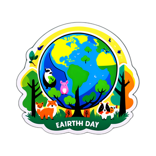 Sticker na Nagdiriwang ng Araw ng Lupa