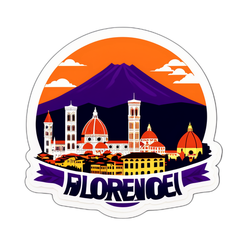 Sticker cu peisajul orașului Florența și silueta echipei Fiorentina