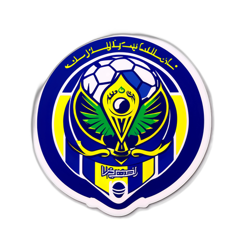 Stiker Logo Al Nassr dengan Elemen Sepak Bola