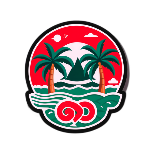 Stiker Cinta Sungai dan Palm Tree