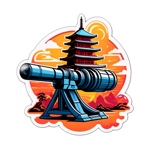 Illustratie van tijdreizen met een elektromagnetisch kanon