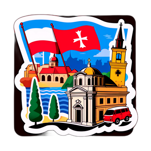 Vibrant kulturinspirert klistremerke fra Polen og Malta