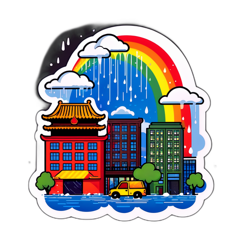 北京极端暴雨场景贴纸