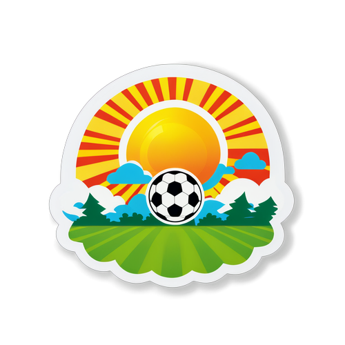 Campo de fútbol con sol radiante y nubes